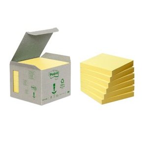 Post-it Notes 76x76 recycle gul 6 stk.